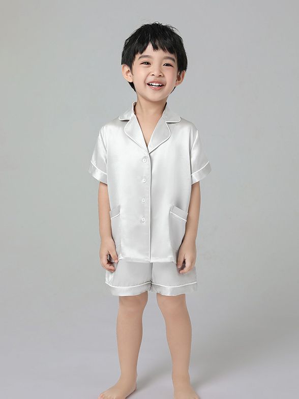 19 Momme Kids Short Silk Pajama Set For Boys and Girls